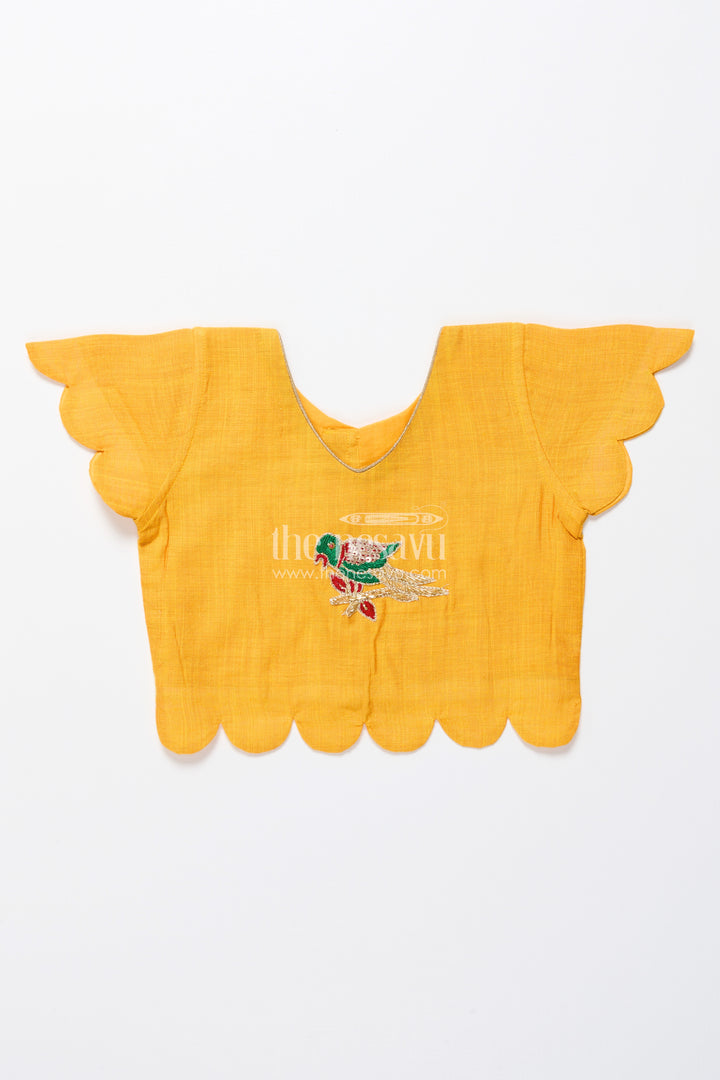 Baby girl cotton frock with patch yoke for festive dressing
