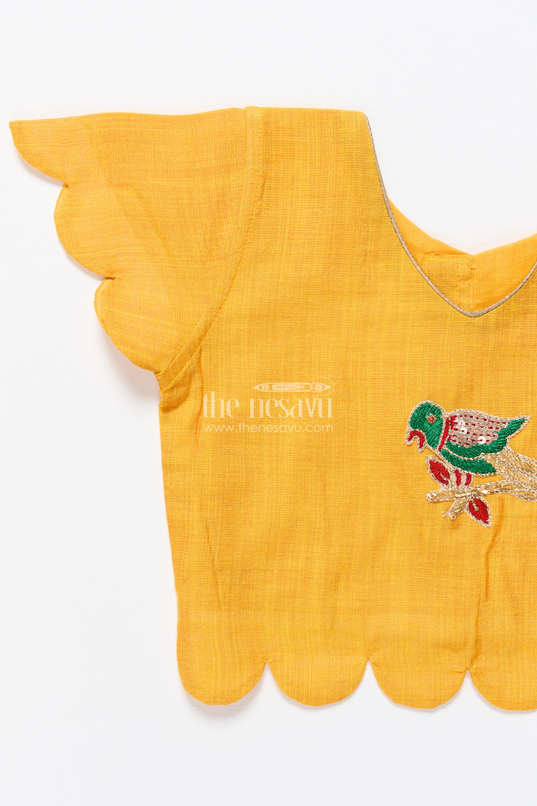 Baby girl cotton frock with patch yoke for festive dressing