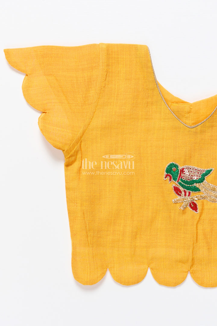 Baby girl cotton frock with patch yoke for festive dressing