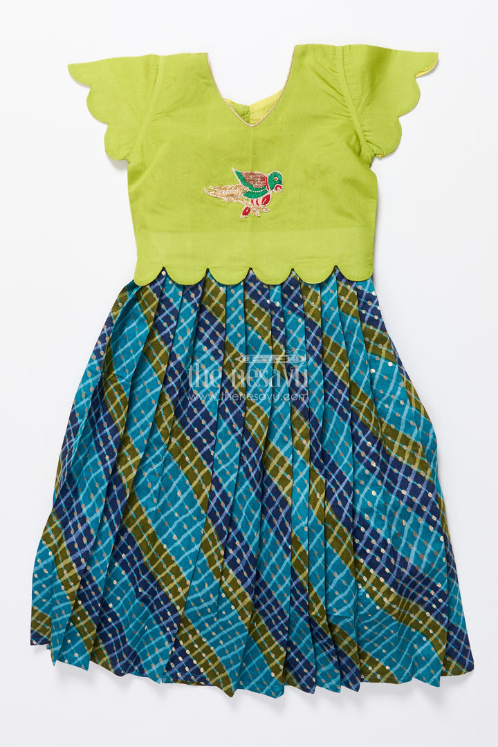 Baby girl cotton frock with embellished yoke for festive wear