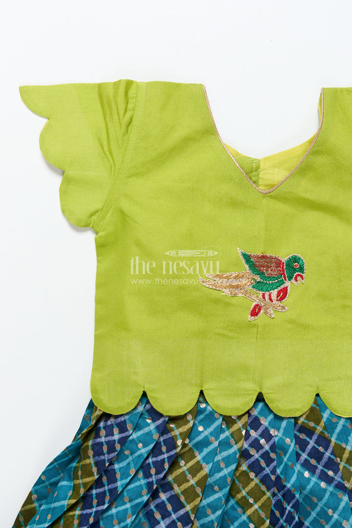 Baby girl cotton frock with embellished yoke for festive wear