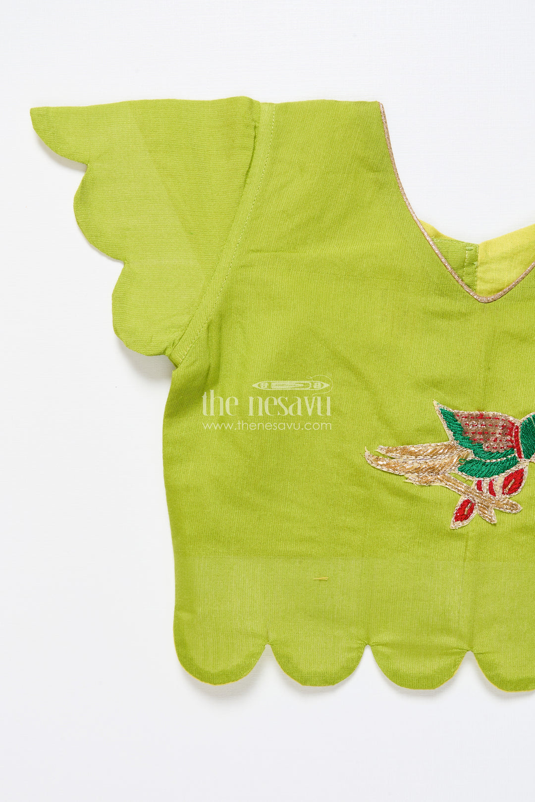 Baby girl cotton frock with embellished yoke for festive wear