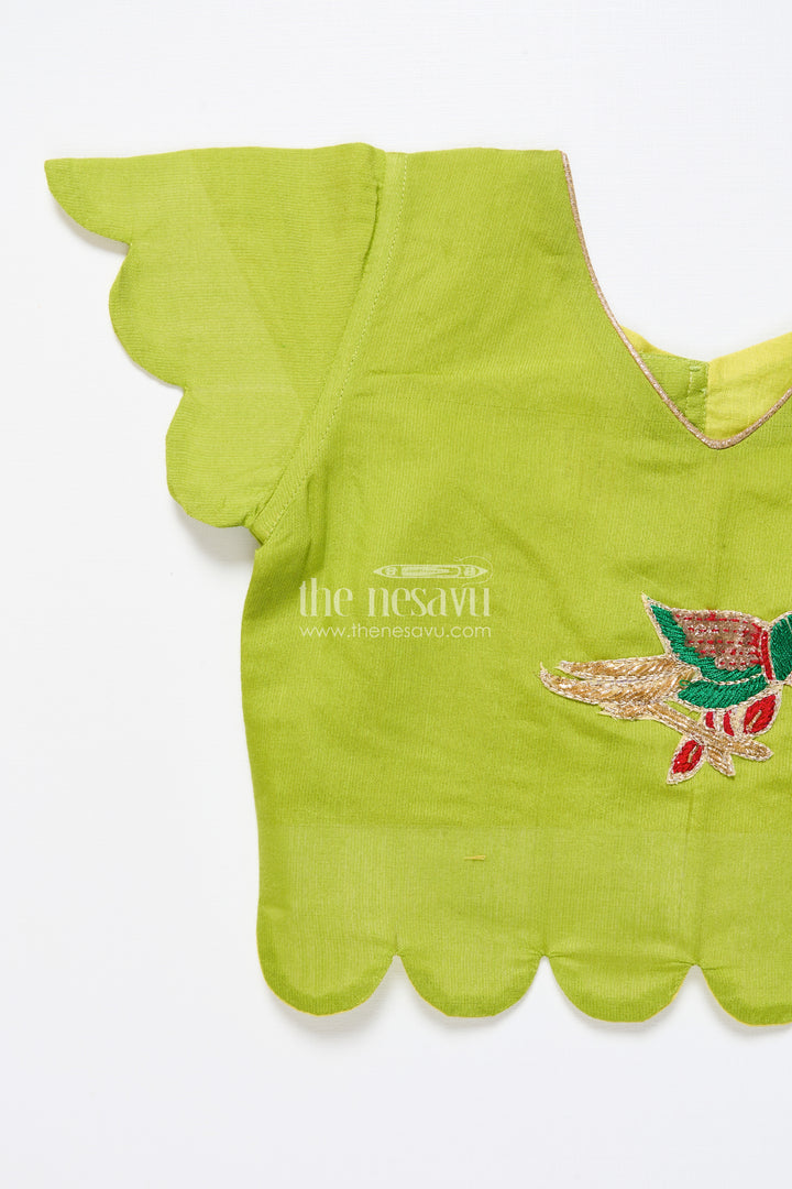 Baby girl cotton frock with embellished yoke for festive wear