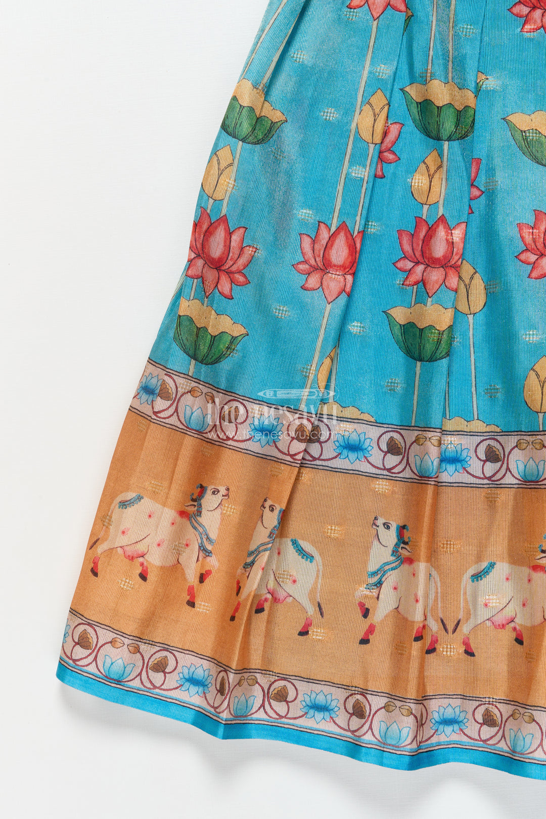 Baby Girl Pattu Pavadai with Animal Border Print for Traditional Functions