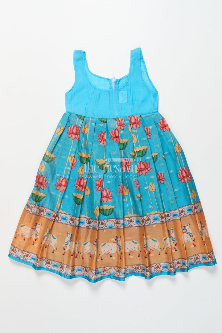 Baby Girl Pattu Pavadai with Animal Border Print for Traditional Functions