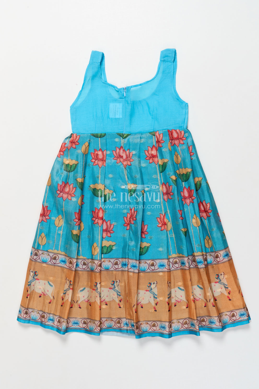 Baby Girl Pattu Pavadai with Animal Border Print for Traditional Functions