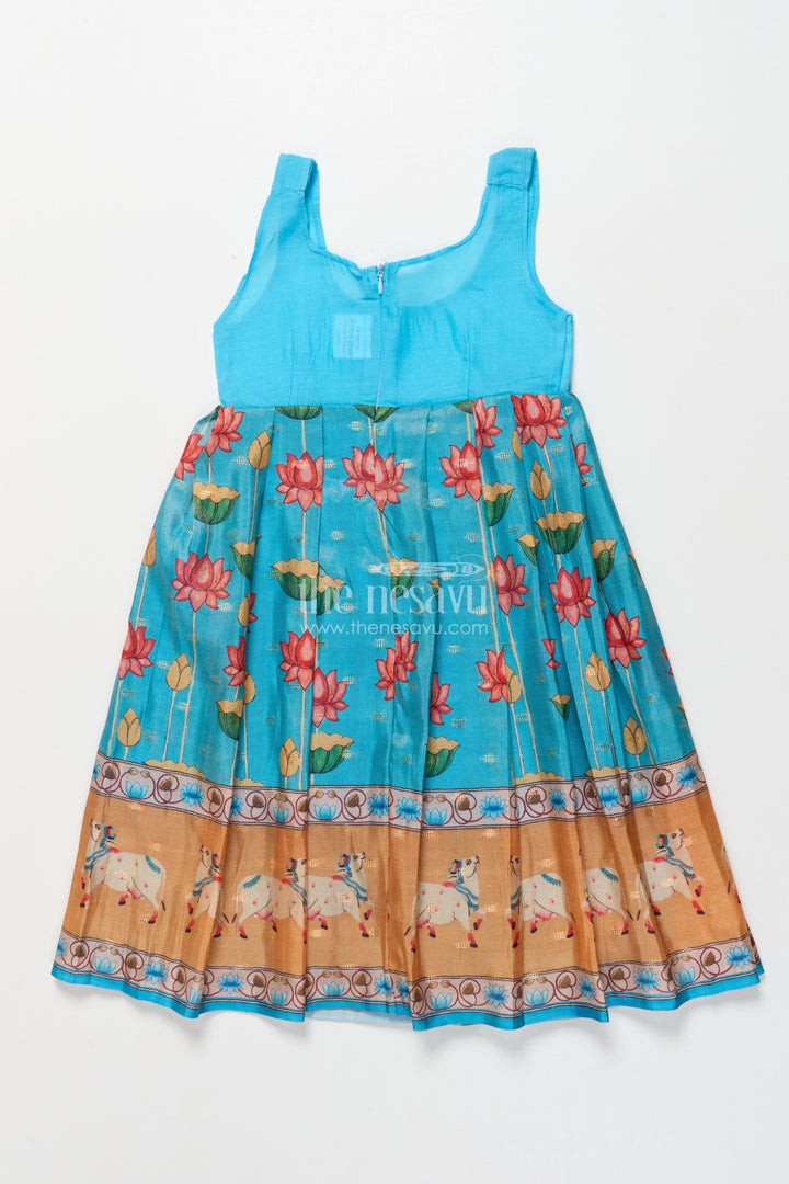 Baby Girl Pattu Pavadai with Animal Border Print for Traditional Functions