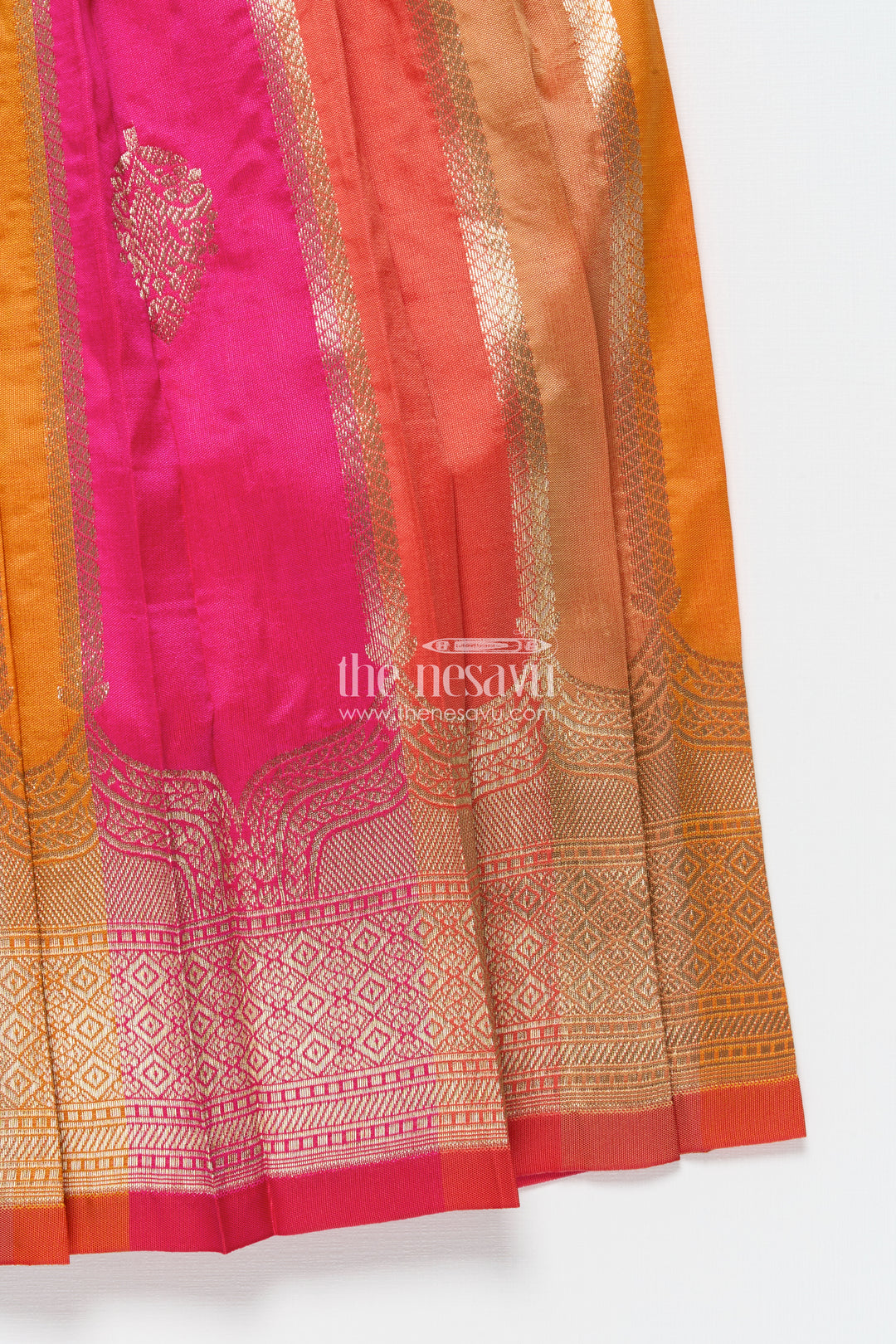 Traditional pattu pavadai for toddler girls for festive and temple wear
