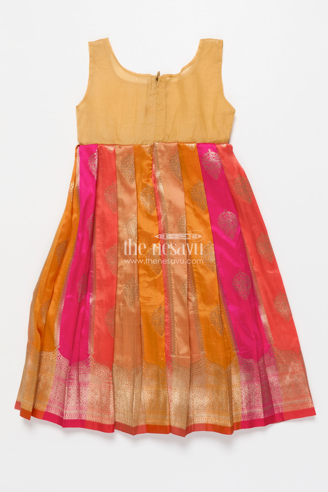 Traditional pattu pavadai for toddler girls for festive and temple wear