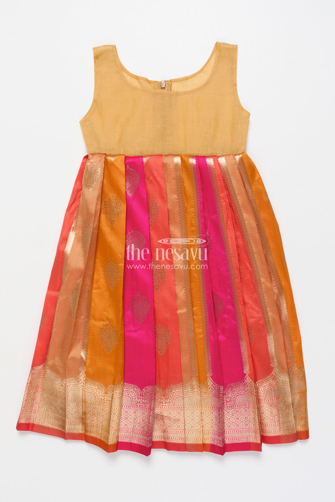 Traditional pattu pavadai for toddler girls for festive and temple wear