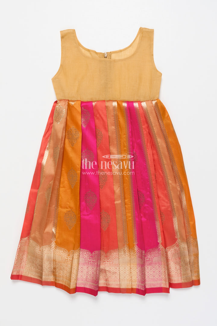 Traditional pattu pavadai for toddler girls for festive and temple wear