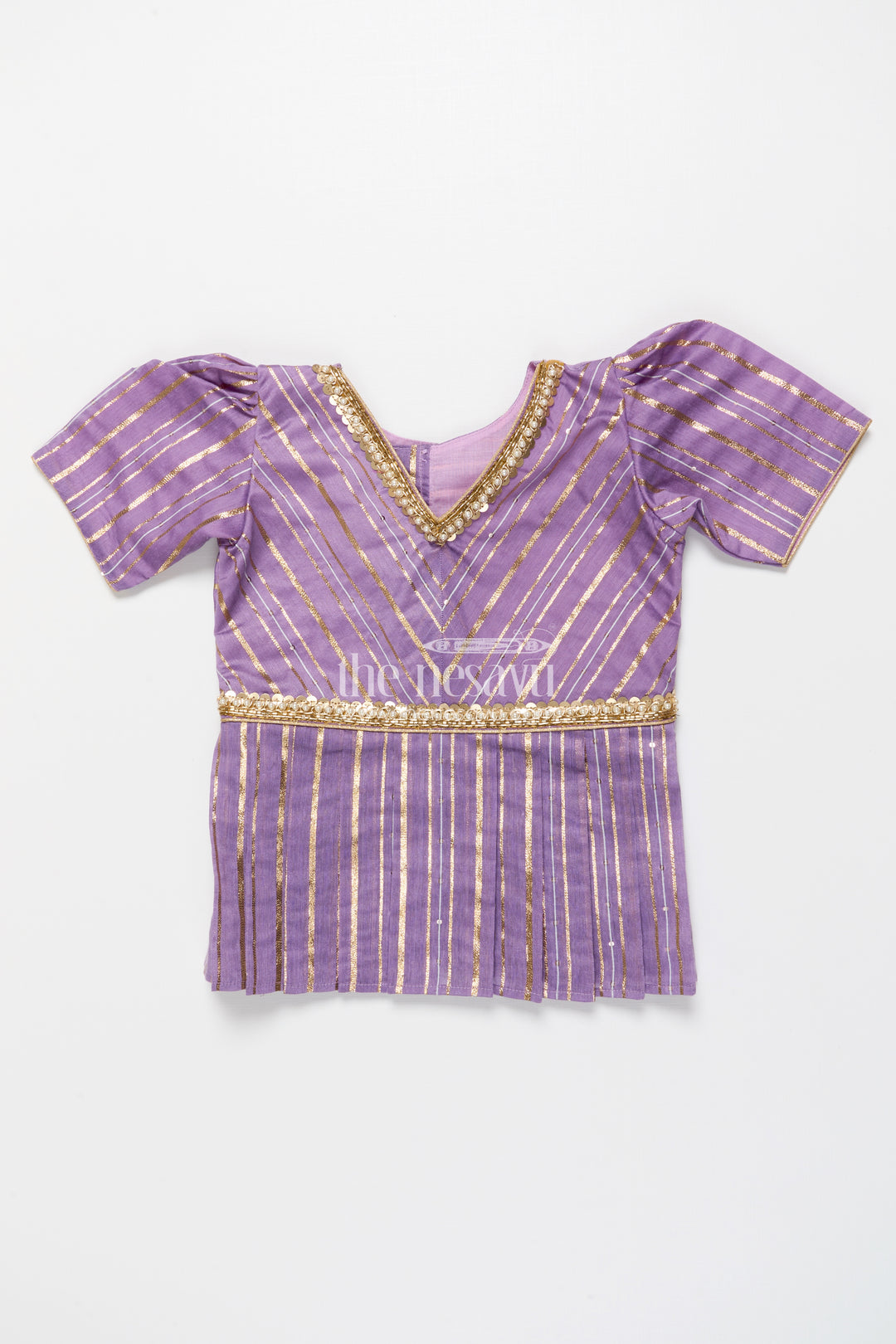 Traditional pattu pavadai for toddler girls for poojas and festive dressing