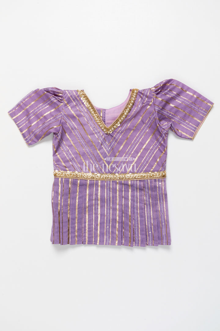 Traditional pattu pavadai for toddler girls for poojas and festive dressing