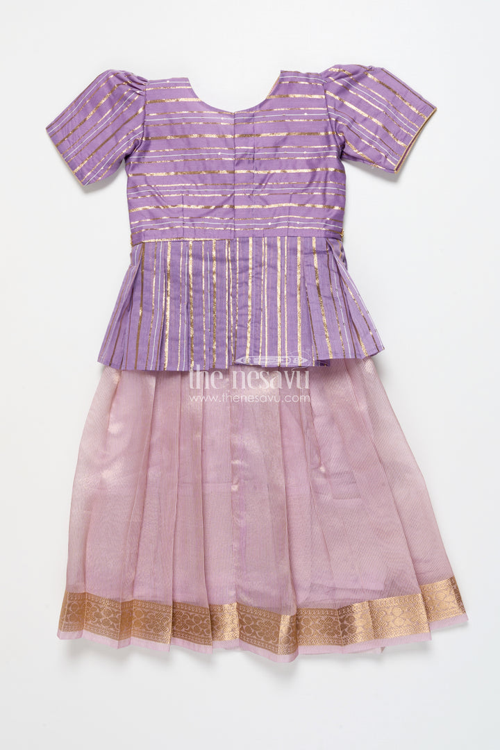 Traditional pattu pavadai for toddler girls for poojas and festive dressing