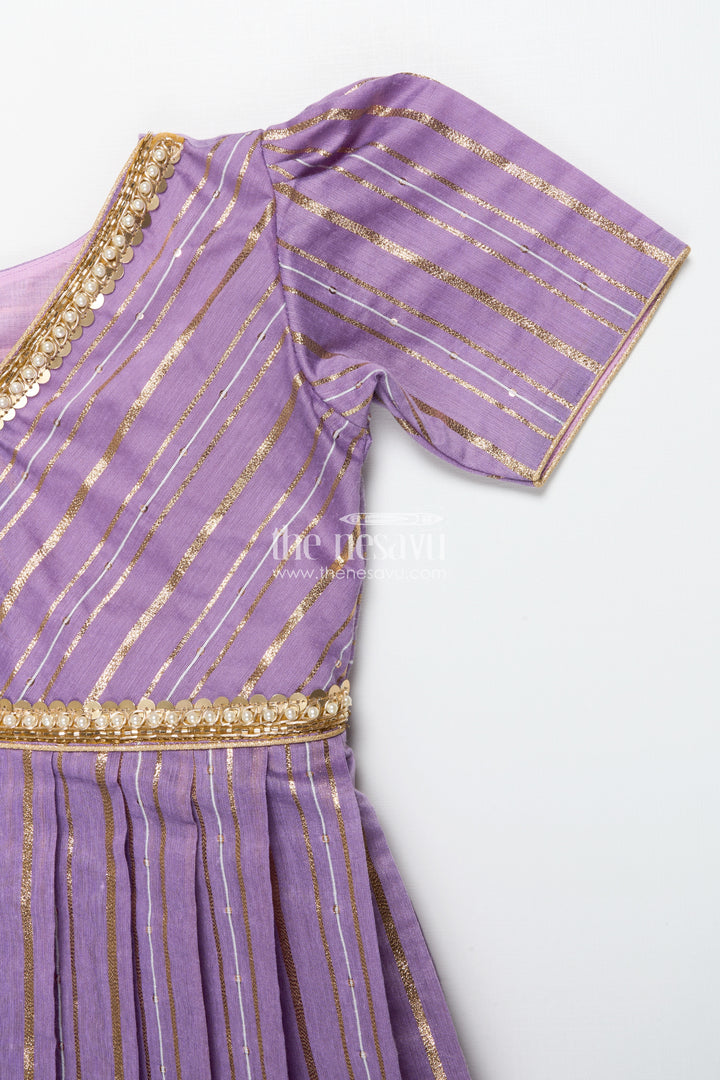 Traditional pattu pavadai for toddler girls for poojas and festive dressing