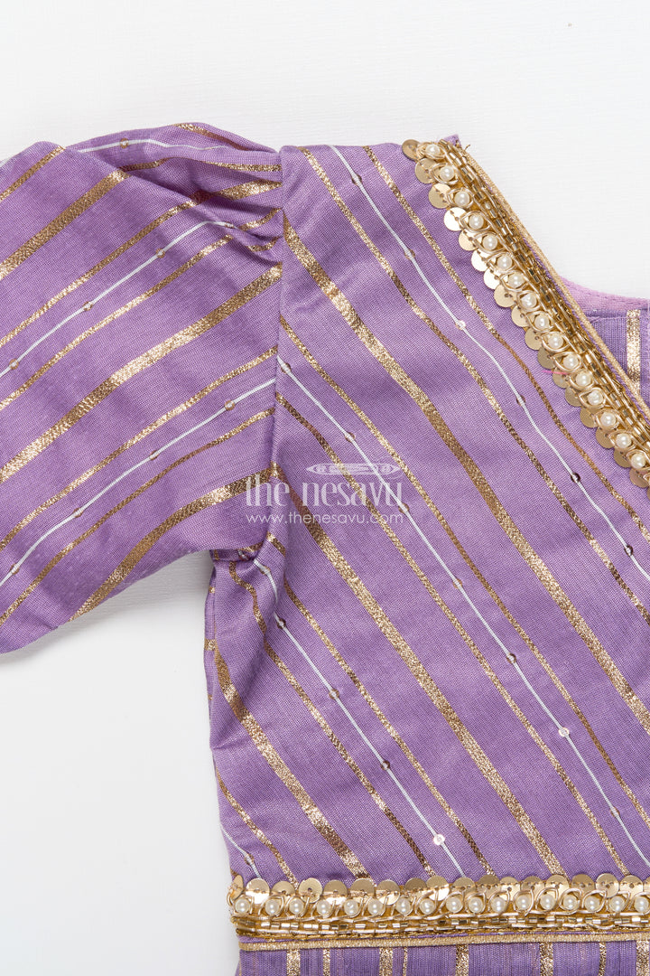 Traditional pattu pavadai for toddler girls for poojas and festive dressing