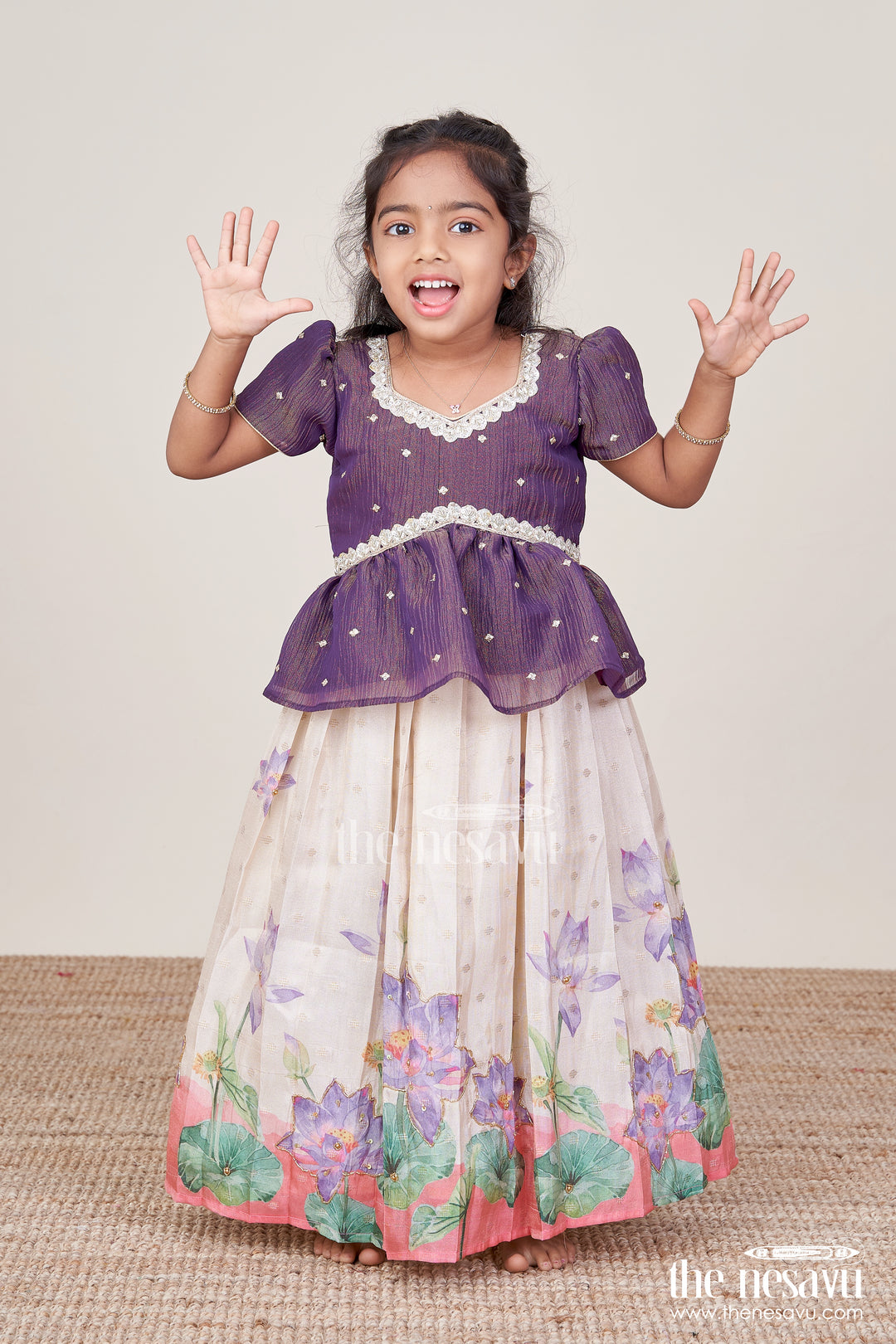 Floral Pattu Pavadai for Toddler Girls for Festive Wear and Cultural Days