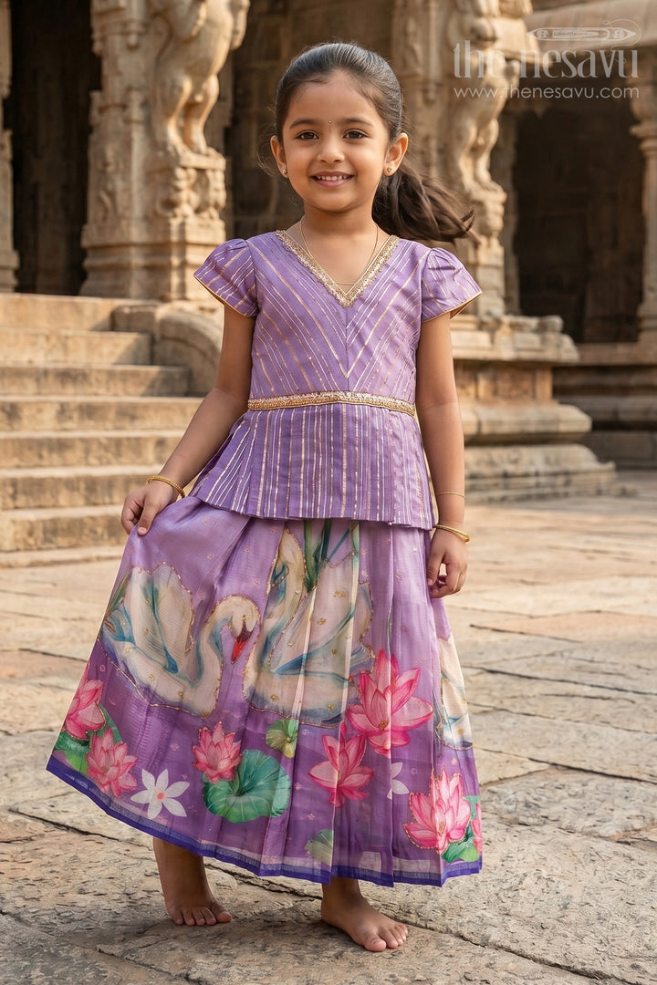 Pattu Pavadai for Toddler Girl with Banaras Silk Yoke for Weddings and Festivals