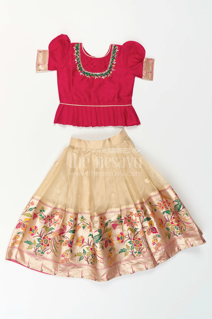 Girls Pattu Pavadai for Traditional Festivals and Temple Visits