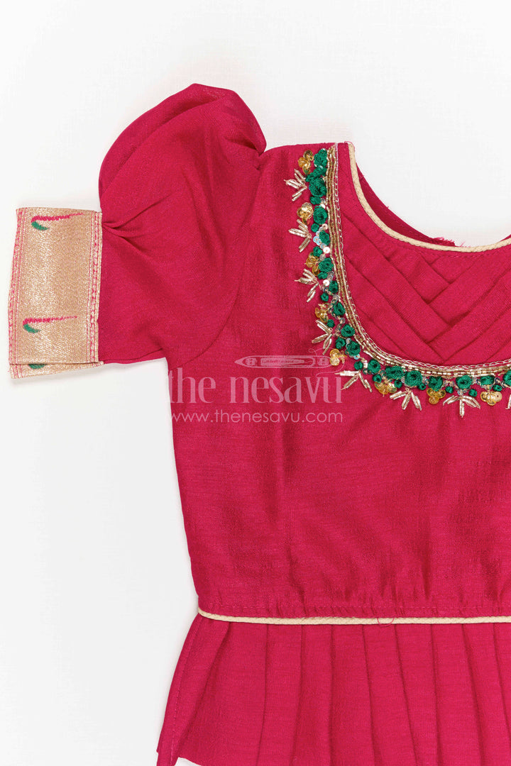 Girls Pattu Pavadai for Traditional Festivals and Temple Visits