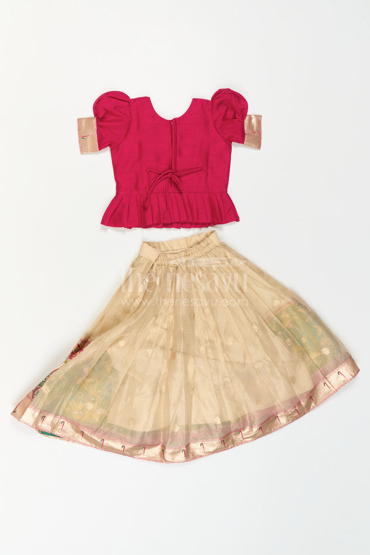 Girls Pattu Pavadai for Traditional Festivals and Temple Visits