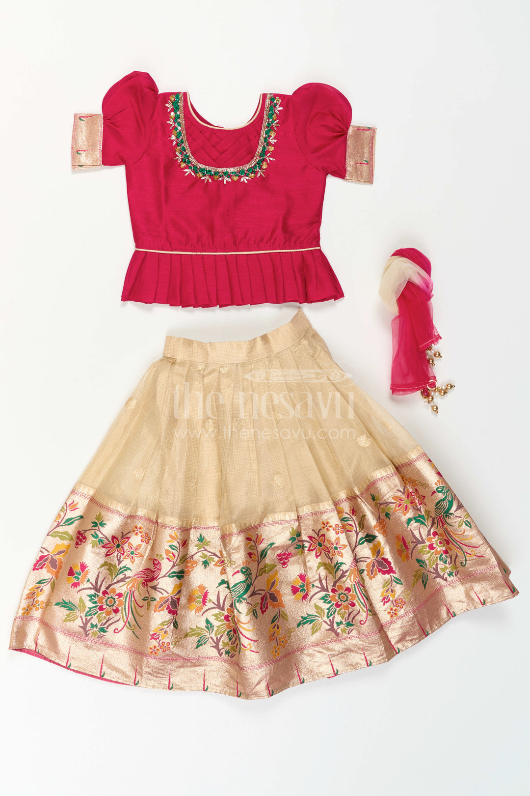 Girls Pattu Pavadai for Traditional Festivals and Temple Visits