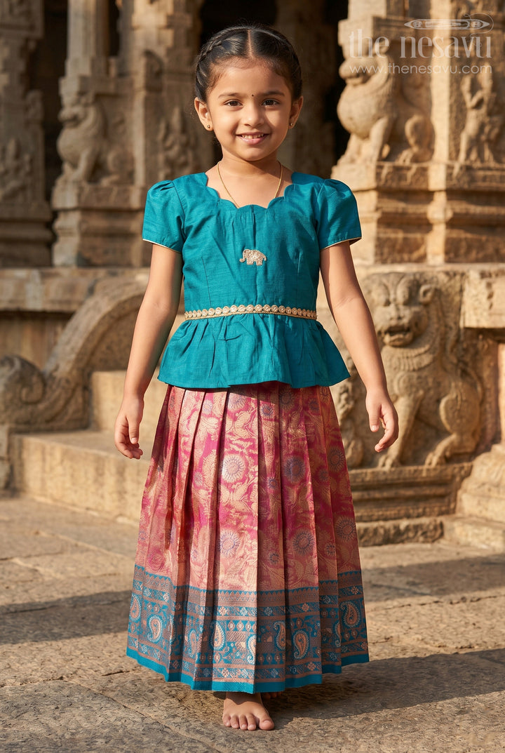 Baby Girls Pattu Pavadai for Temple and Traditional Wear