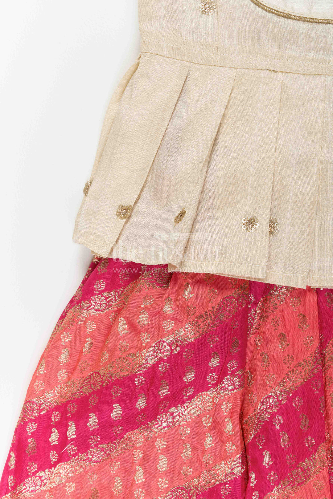 Girls Banarasi Pattu Pavadai for Temple Visits and Festive Ceremonies