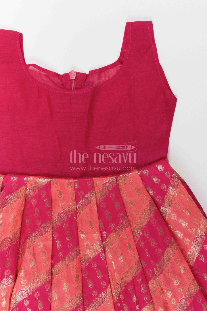 Girls Banarasi Pattu Pavadai for Temple Visits and Festive Ceremonies