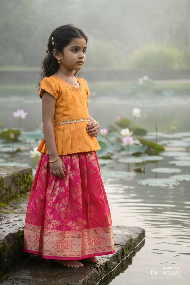 Girls Banarasi Pattu Pavadai for Weddings Poojas and Festive Family Functions