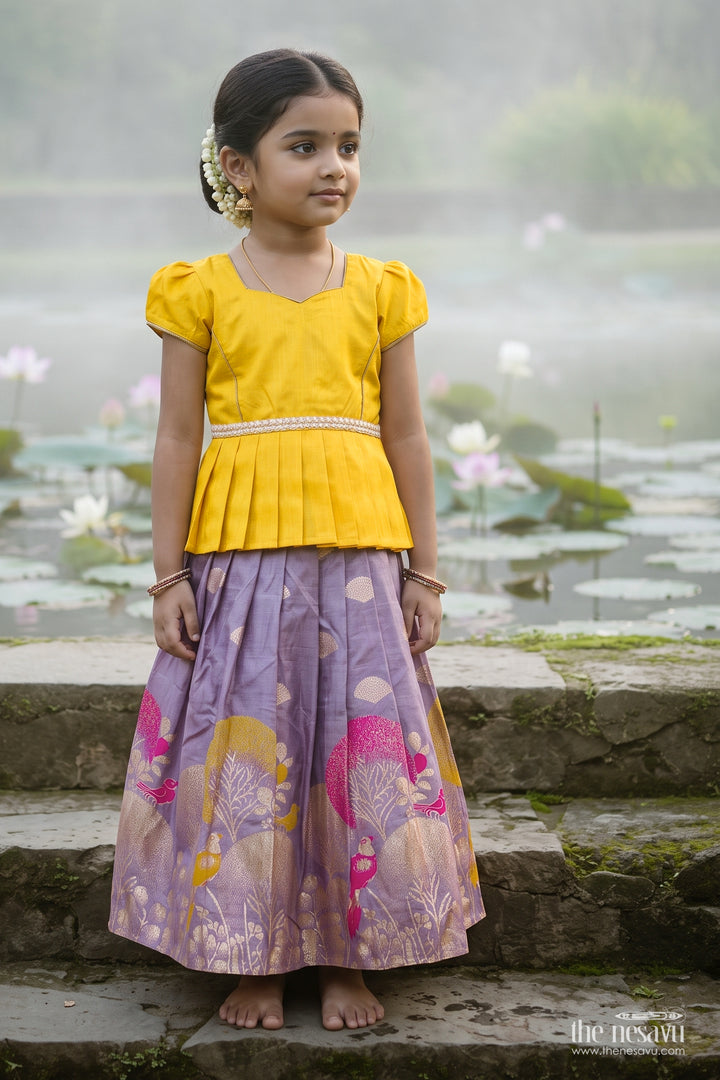 Girls Art Silk Pattu Pavadai for Festive Events and Temple Celebrations
