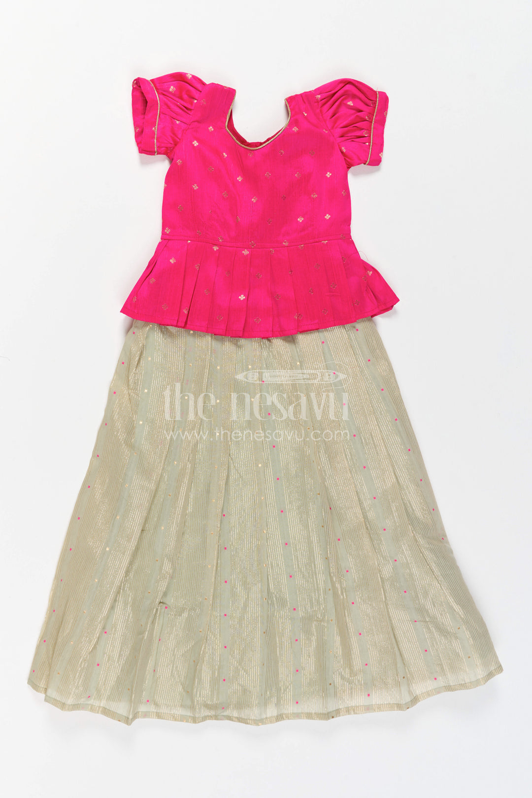 Girls Pattu Pavadai for Navaratri Celebrations and Temple Visits