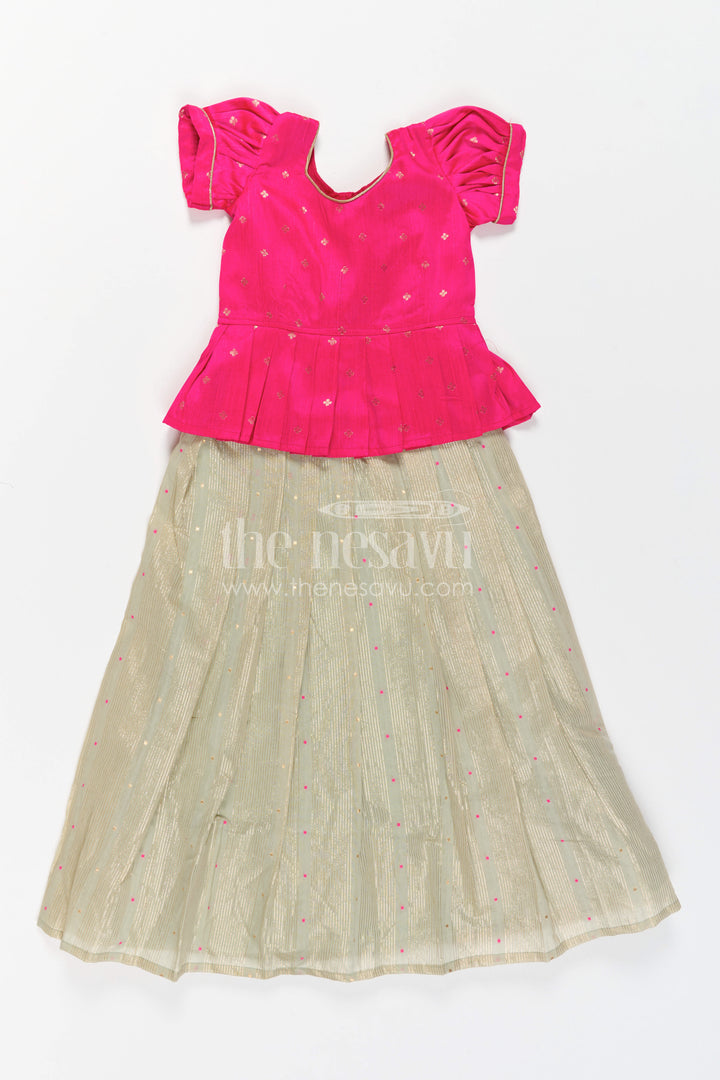 Girls Pattu Pavadai for Navaratri Celebrations and Temple Visits