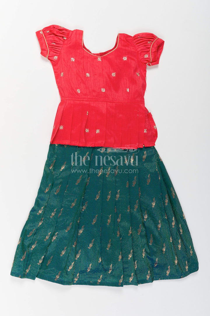 Girls Banarasi Pattu Pavadai for Weddings Temple Visits and Poojas