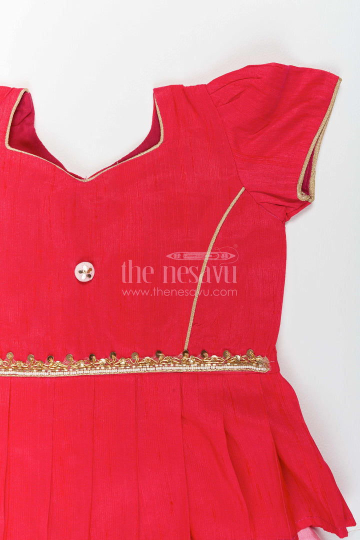 Silk Pavadai Sattai in Pink for Celebrations and Photos