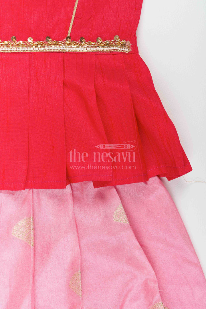 Silk Pavadai Sattai in Pink for Celebrations and Photos