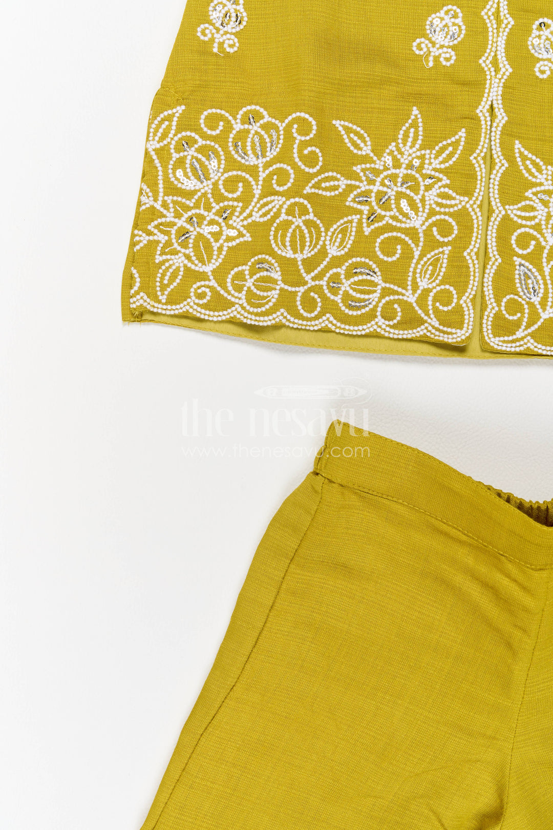 Girls Palazzo Set in Green for Festive Photos