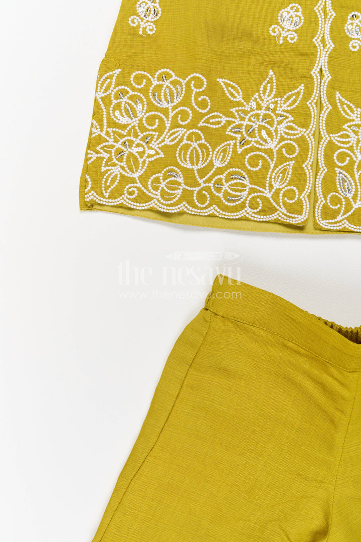Girls Palazzo Set in Green for Festive Photos