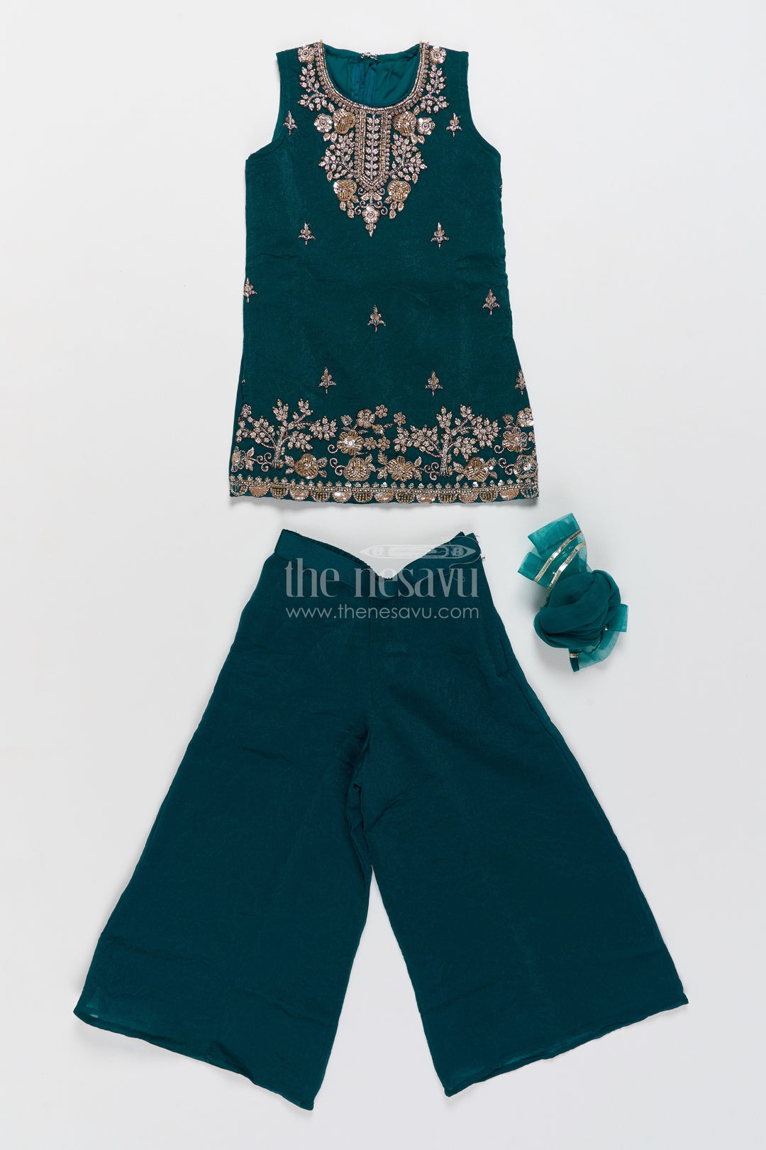 Sharara Dress for Girls in Green for Ceremony Dressing