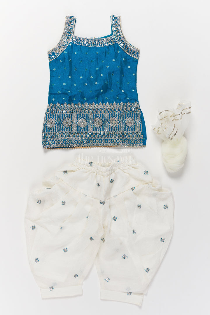 Girls Palazzo Set in Blue for Joyful Occasions
