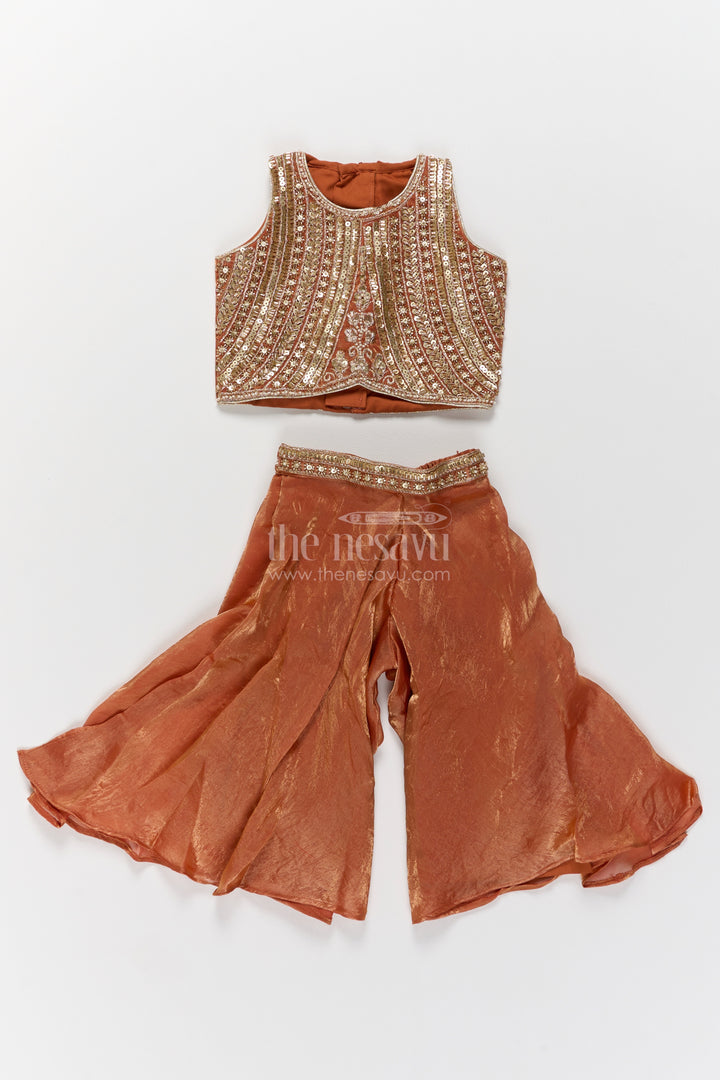 Girls Palazzo Set in Beige for Milestone Days