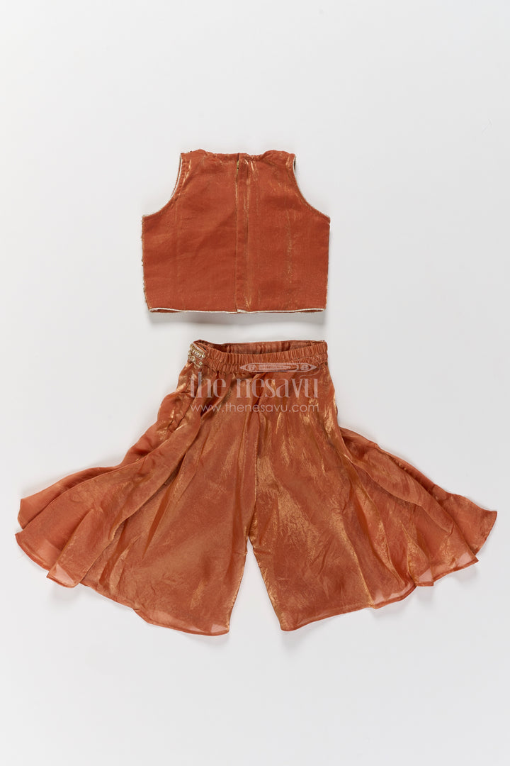 Girls Palazzo Set in Beige for Milestone Days