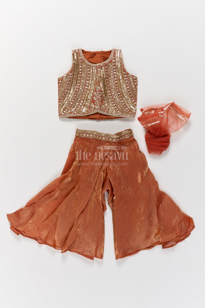 Girls Palazzo Set in Beige for Milestone Days