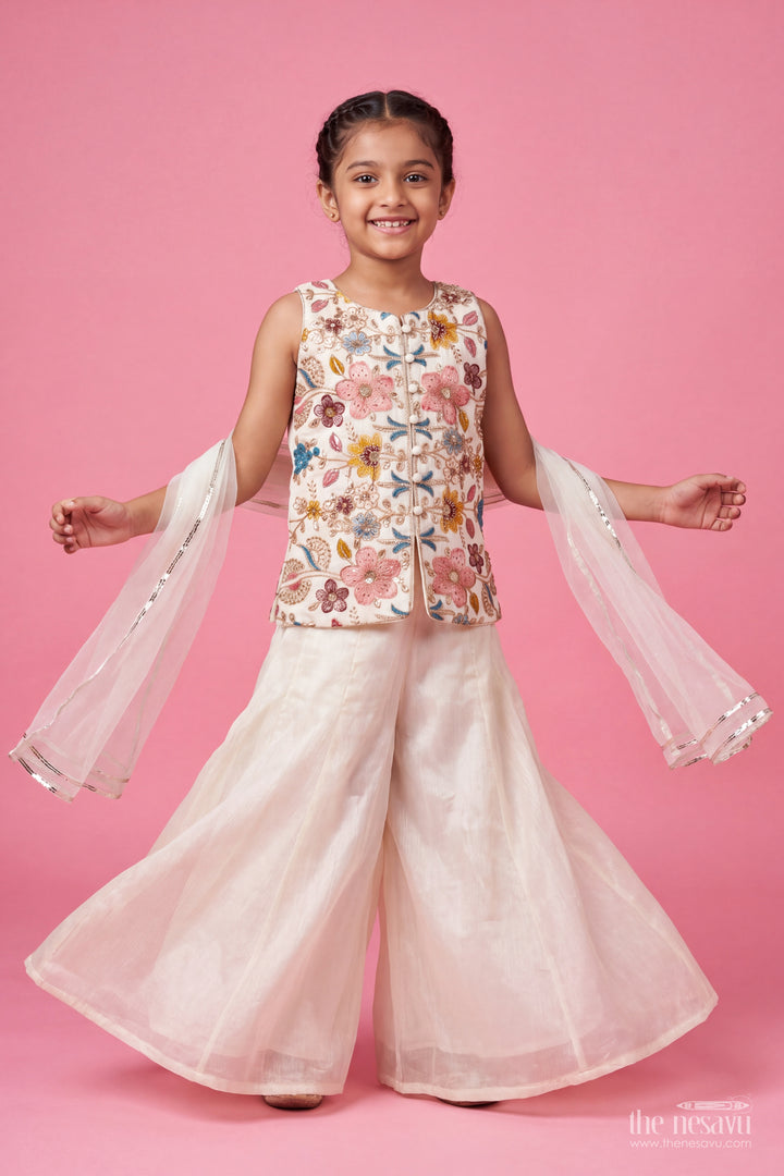 Sharara Dress for Girls in White with an Occasion Ready Finish