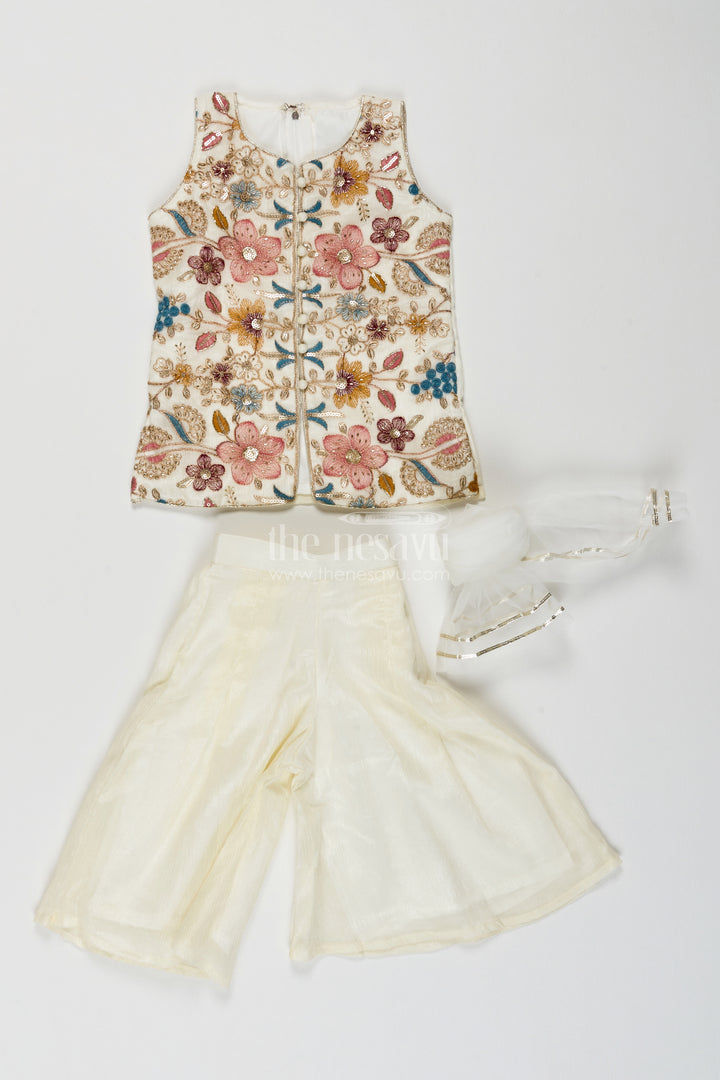 Sharara Dress for Girls in White with an Occasion Ready Finish
