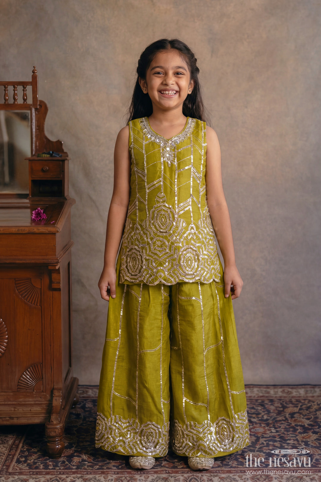 Girls Sharara Set with Cutwork for Family Functions