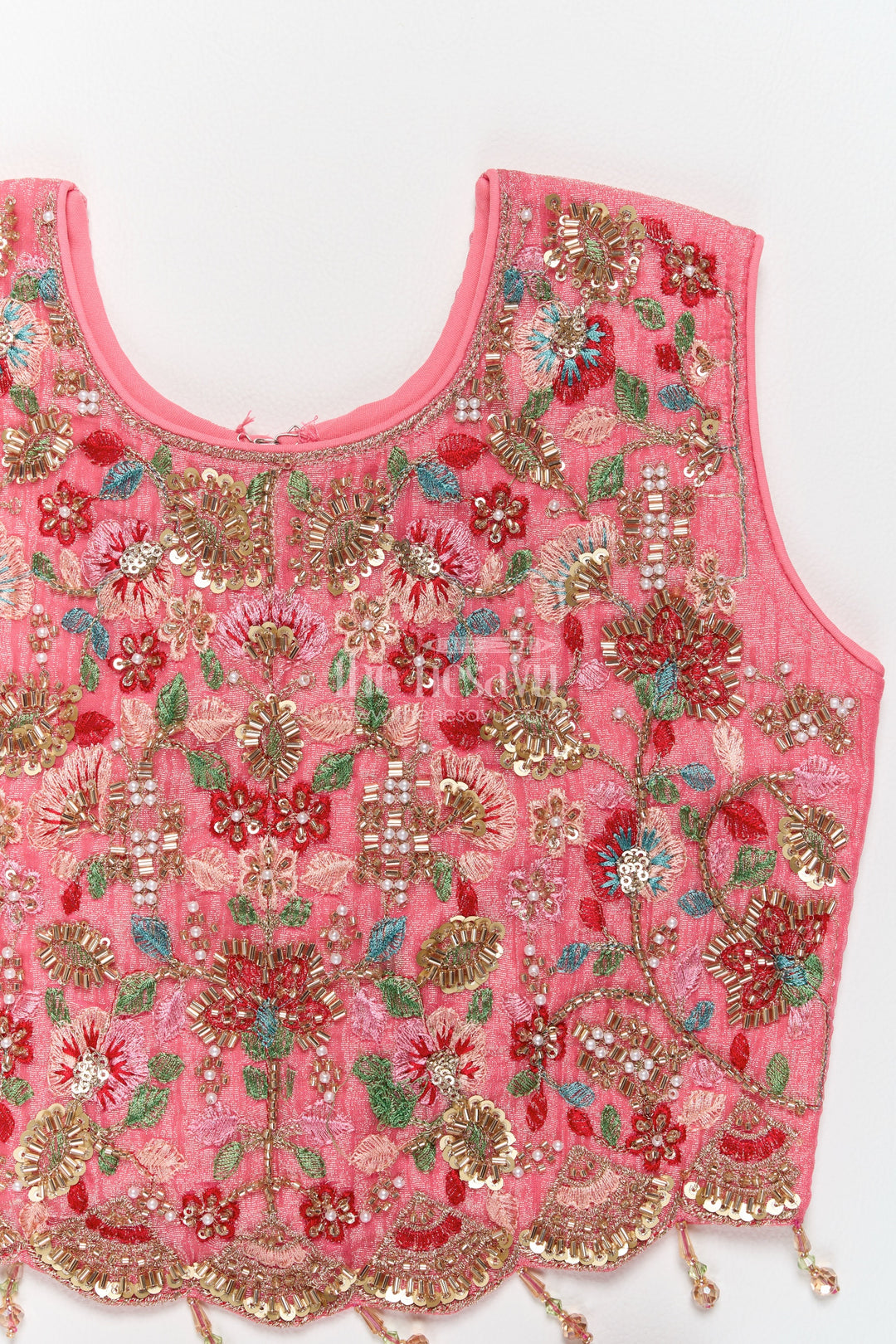 Girls Sharara Set in Pink with Thread Embroidery