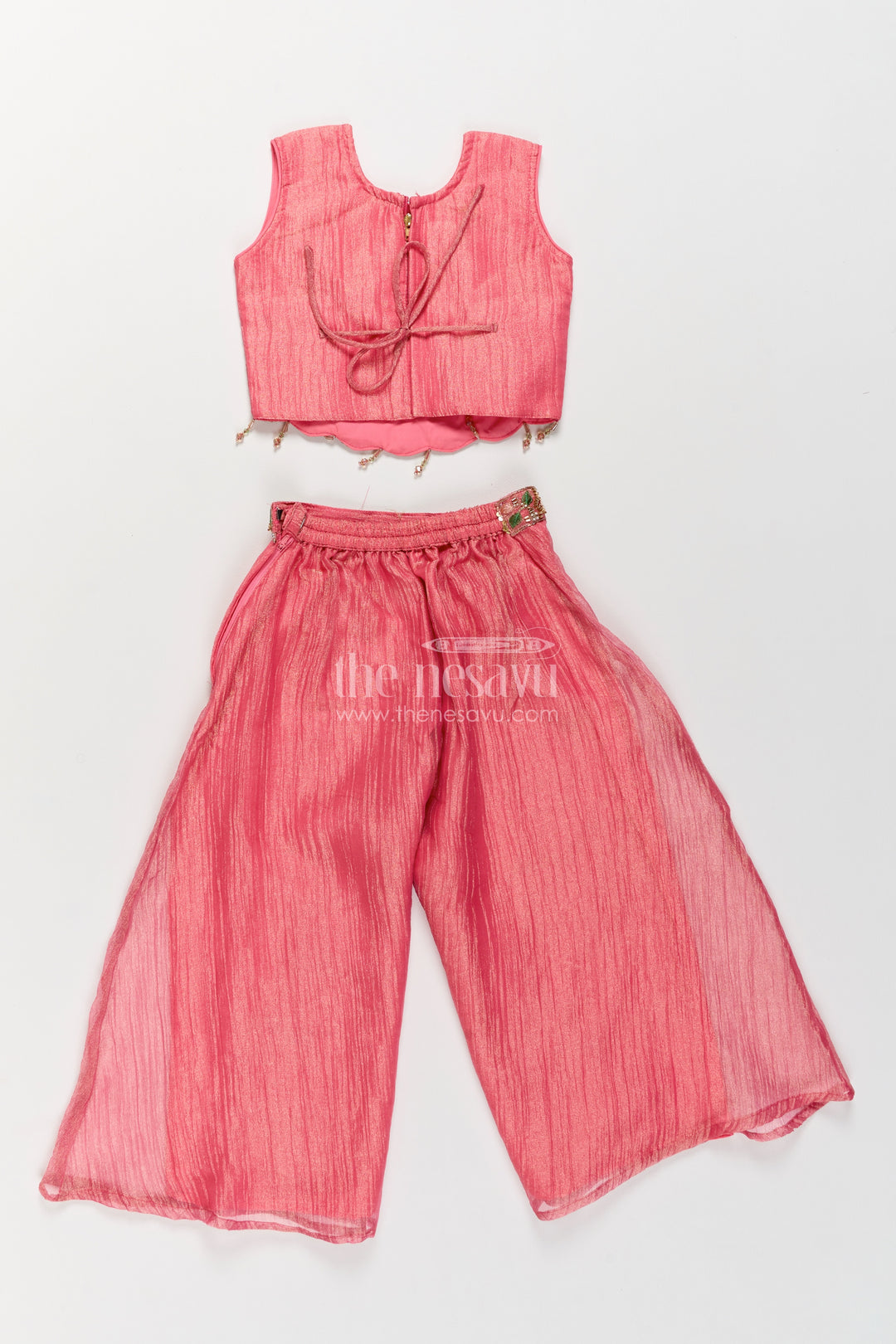 Girls Sharara Set in Pink with Thread Embroidery