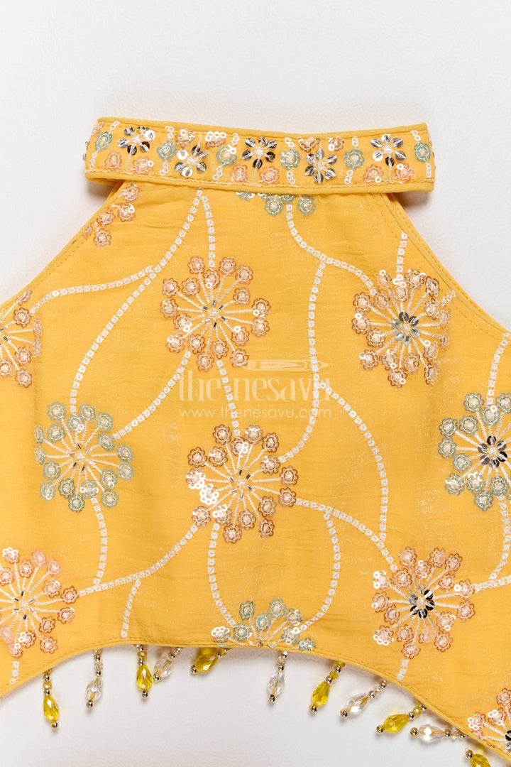 Sharara Dress for Girls with Decorative Yoke for Festive Occasions