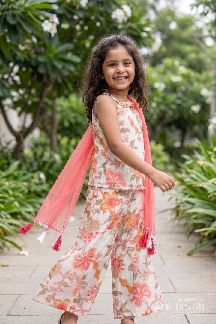 Girls Top and Pant Set in Orange for Celebrations and Photos